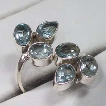 Adjustable band 925 sterling silver blue topaz ring jewelry for women
